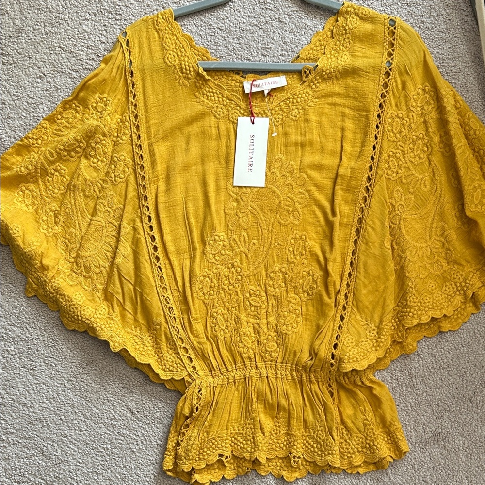 Solitaire Golden Yellow Lace Blouse